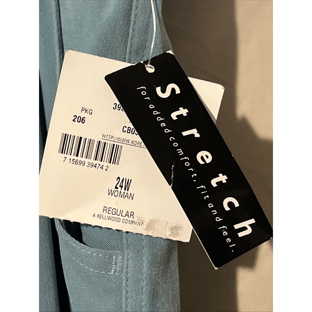 Koret Stretch Pants Womens Sz 24 w Turquoise Blue New - Picture 2 of 3